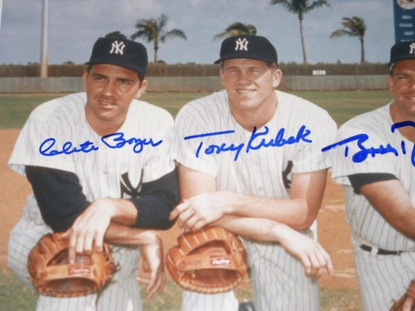 Clete Boyer, Tony Kubek, Bobby Richardson & Joe Pepitone Signed New York Yankees World Series Champs 8 x 10 - JSA