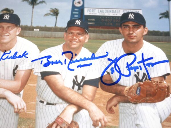 Clete Boyer, Tony Kubek, Bobby Richardson & Joe Pepitone Signed New York Yankees World Series Champs 8 x 10 - JSA