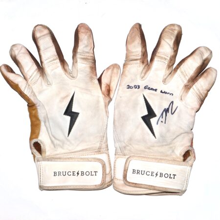 David McCabe 2023 Rome Braves Game Worn & Signed Bruce Bolt Batting Gloves - Also Worn in Arizona Fall League!