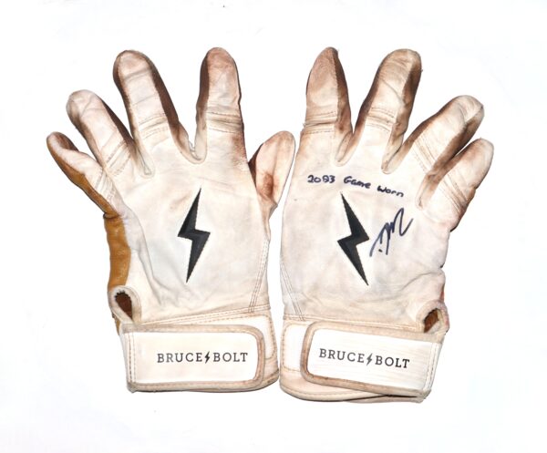 David McCabe 2023 Rome Braves Game Worn & Signed Bruce Bolt Batting Gloves - Also Worn in Arizona Fall League!
