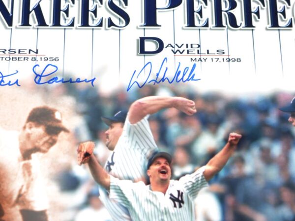 Don Larsen, David Wells and David Cone Signed New York Yankees Perfection 8 x 10 Photo - PSA