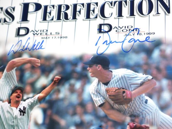 Don Larsen, David Wells and David Cone Signed New York Yankees Perfection 8 x 10 Photo - PSA