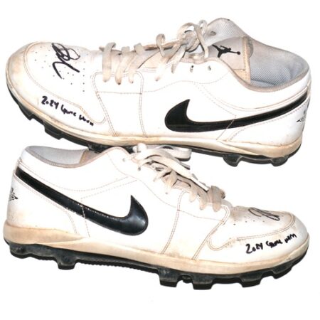 Drew Lugbauer 2024 Oakland A's #75 Game Worn & Signed Nike Air Jordan Baseball Cleats