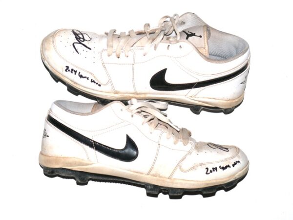 Drew Lugbauer 2024 Oakland A's #75 Game Worn & Signed Nike Air Jordan Baseball Cleats