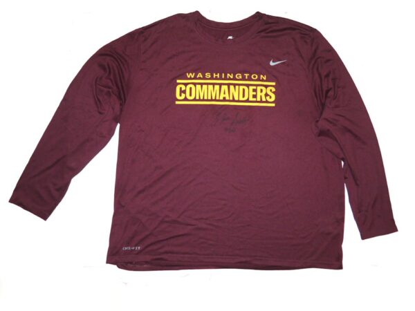 Jaryd Jones-Smith 2023 Training Worn & Signed Official Washington Commanders TEAM Nike Dri-Fit 4XL Shirt