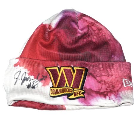 Jaryd Jones-Smith Team Issued & Signed Official Washington Commanders Ink Dye Cuffed New Era Knit Hat