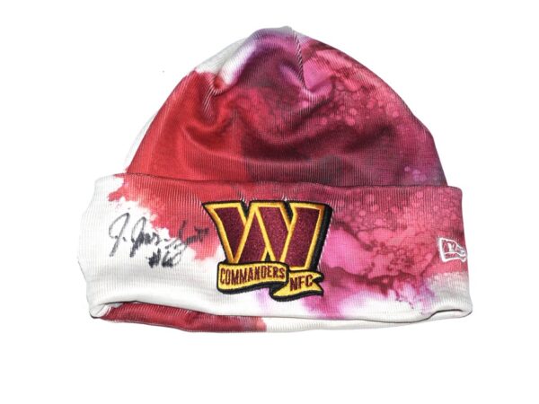 Jaryd Jones-Smith Team Issued & Signed Official Washington Commanders Ink Dye Cuffed New Era Knit Hat