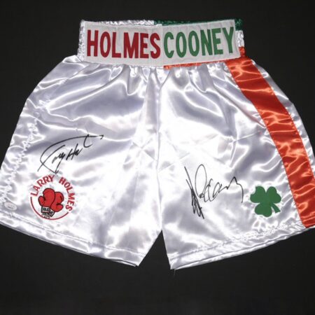 Larry Holmes & Gerry Cooney Autographed Custom Boxing Trunks - JSA Witness COA