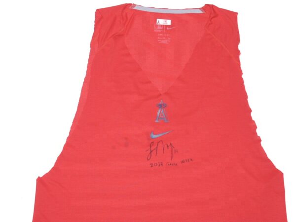Logan O'Hoppe 2023 Game Worn & Signed Official Los Angeles Angels 14 O'HOPPE Nike Dri-Fit XL Shirt1