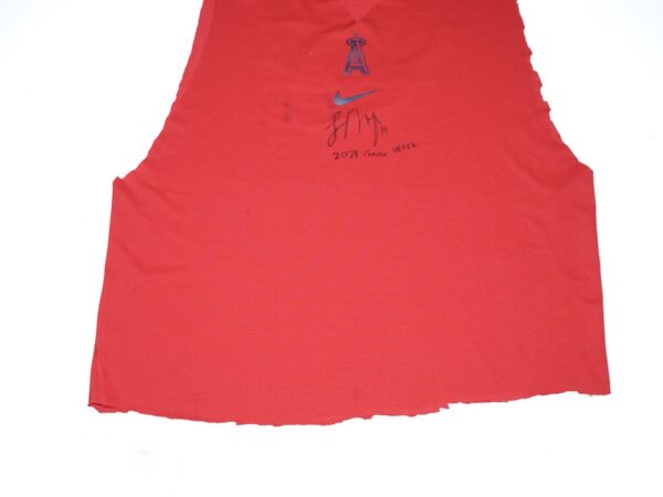 Logan O'Hoppe 2023 Game Worn & Signed Official Los Angeles Angels 14 O'HOPPE Nike Dri-Fit XL Shirt1
