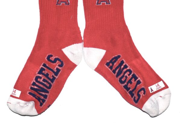 Logan O'Hoppe 2023 Game Worn & Signed Official Los Angeles Angels 14 O'Hoppe 4 Stripe Deuce MLB Socks