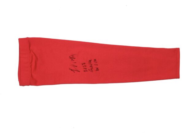 Logan O'Hoppe 2023 Los Angeles Angels #14 Game Worn & Signed Red Arm Sleeve