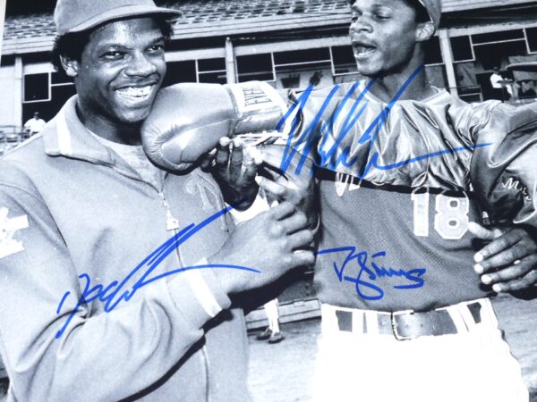 New York Mets Dwight Gooden Darryl Strawberry & Boxing Hall of Famer Mike Tyson Signed 11x14 Black & White Photo - JSA