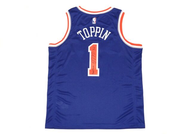 Obi Toppin Signed and Inscribed "Hometown Kid" New York Knicks Swingman Nike Jersey