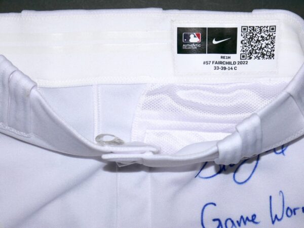 Stuart Fairchild 2023 Cincinnati Reds Game Worn & Signed White Nike Pants