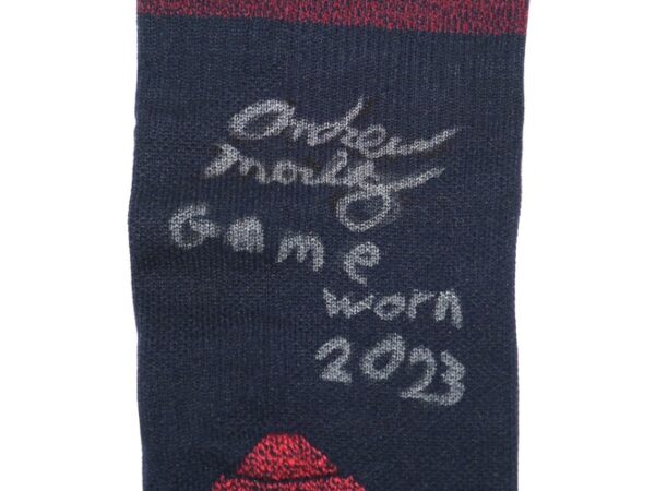 Andrew Moritz 2023 Mississippi Braves Game Worn & Signed 'MORITZ Official Stance Socks