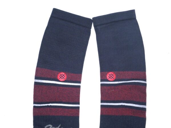 Andrew Moritz 2023 Mississippi Braves Game Worn & Signed 'MORITZ Official Stance Socks