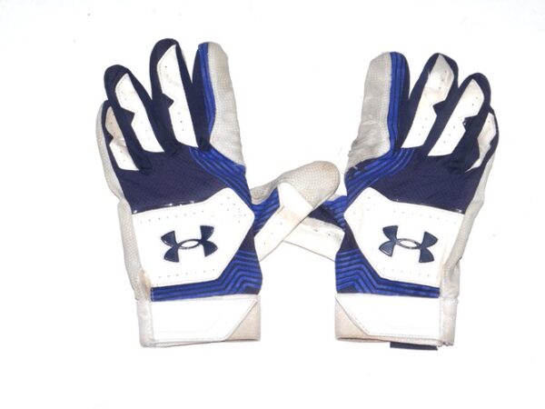 Andrew Moritz 2023 Mississippi Braves Game Worn & Signed White & Blue Under Armour Batting Gloves