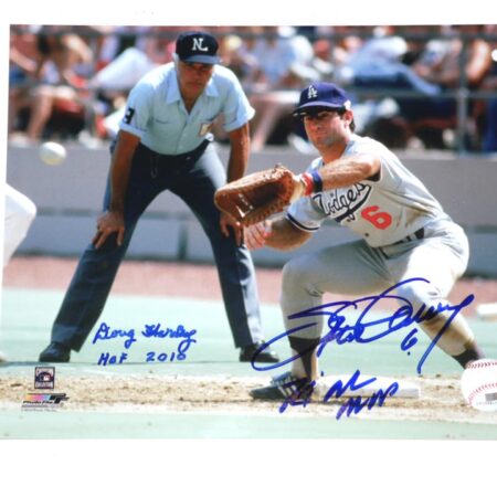 Hall of Fame Umpire Doug Harvey & Steve Garvey Los Angeles Dodgers Signed 8x10 Photo Inscribed "HOF 2010" & "74 NL MVP" PSA