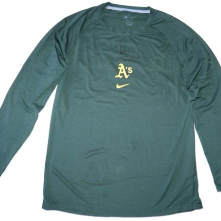 Drew Lugbauer 2024 Spring Training Worn & Signed Official Oakland Athletics Long Sleeve Nike Dri-Fit XL Shirt