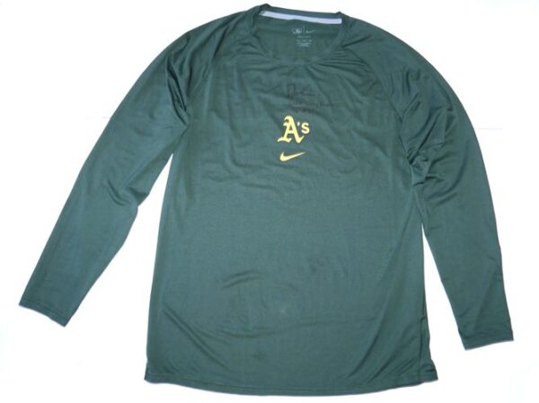 Drew Lugbauer 2024 Spring Training Worn & Signed Official Oakland Athletics Long Sleeve Nike Dri-Fit XL Shirt