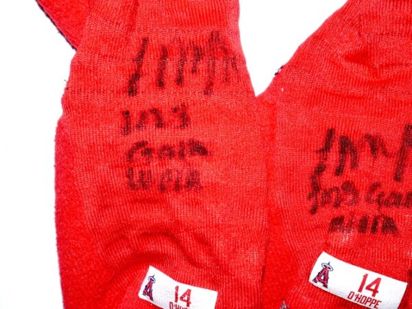 Logan O'Hoppe 2023 Game Worn & Signed Official Los Angeles Angels 14 O'Hoppe Drymax Socks