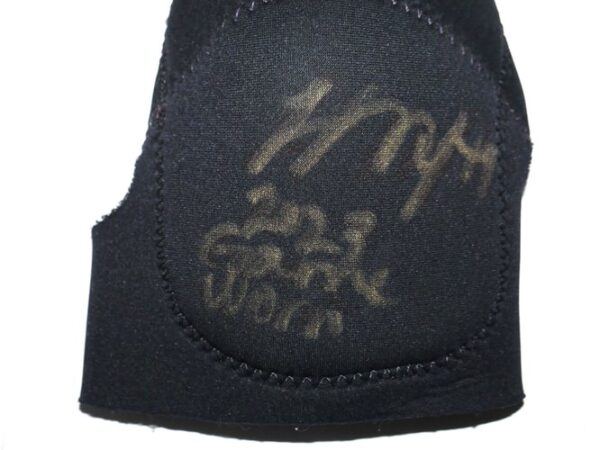 Logan O'Hoppe 2023 Los Angeles Angels Game Worn & Signed Black Benik Knee Pad