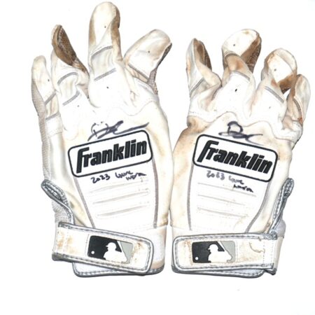 Drew Lugbauer 2023 Gwinnett Stripers Game Worn & Signed Franklin Batting Gloves