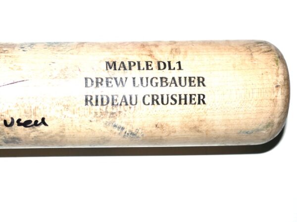 Drew Lugbauer 2024 Oakland Athletics #75 Game Used & Signed SAM Rideau Crusher Maple DL1 Baseball Bat – CRACKED