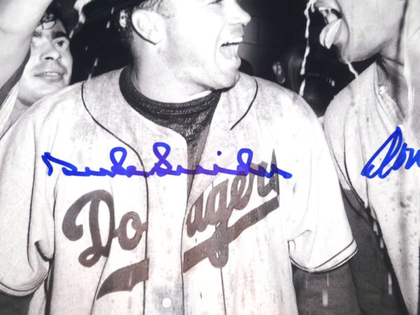 Duke Snider and Don Newcombe Brooklyn Dodgers Signed Autographed 1955 World Series Celebration 8 x 10 Photo - PSA