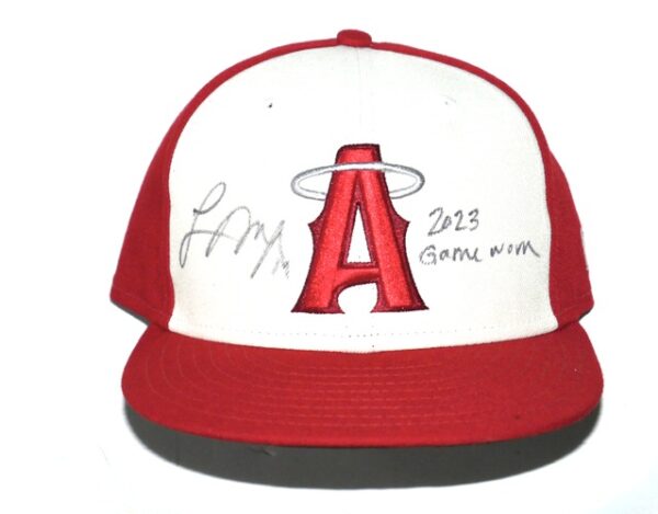 Logan O'Hoppe 2023 Game Worn & Signed Official Los Angeles Angels City Connect 14 O'HOPPE New Era 59FIFTY Hat