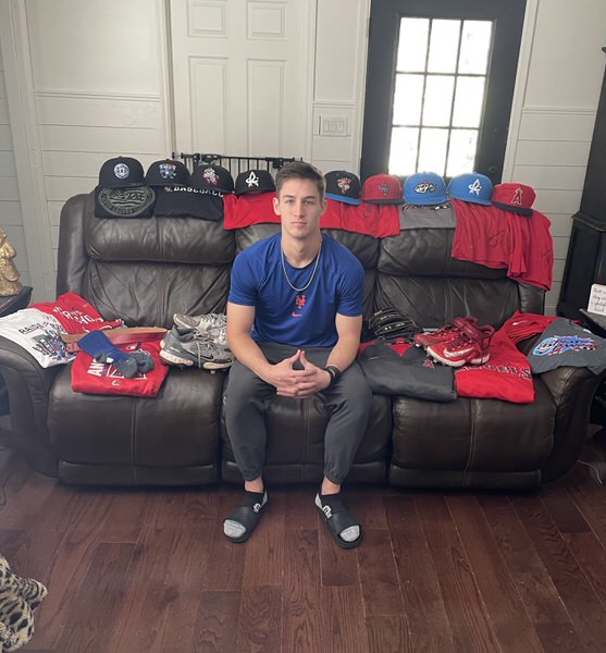 Coleman Crow with 2023 Game Worn & Signed Official Los Angeles Angels Spring Training CROW New Era 59FIFTY Fitted Hat