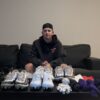 Cade Bunnell with 2024 Mississippi Braves Game Worn & Signed Go Braves! White & Grey Franklin Batting Gloves