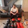 Adam Zebrowski with 2024 Rome Emperors Game Worn & Signed All Star S7 Elite Baseball Catcher's Mitt