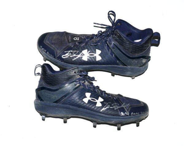TJ Rumfield 2024 Scranton Wilkes-Barre RailRiders Game Worn & Signed Blue & Silver Under Armour Baseball Cleats