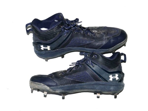 TJ Rumfield 2024 Scranton Wilkes-Barre RailRiders Game Worn & Signed Blue & Silver Under Armour Baseball Cleats