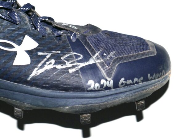 TJ Rumfield 2024 Scranton Wilkes-Barre RailRiders Game Worn & Signed Blue & Silver Under Armour Baseball Cleats