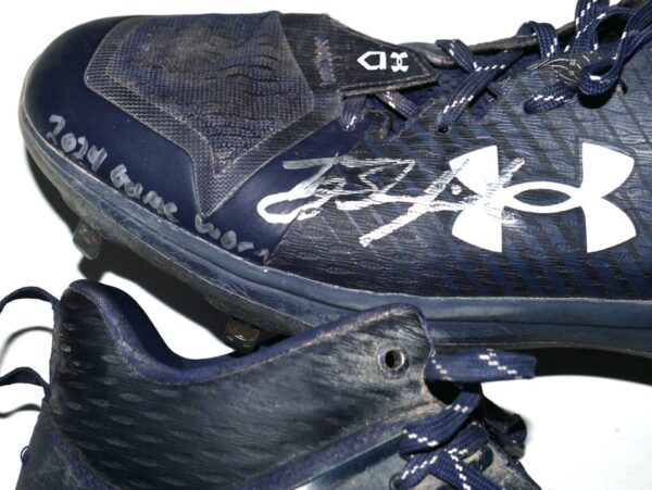 TJ Rumfield 2024 Scranton Wilkes-Barre RailRiders Game Worn & Signed Blue & Silver Under Armour Baseball Cleats