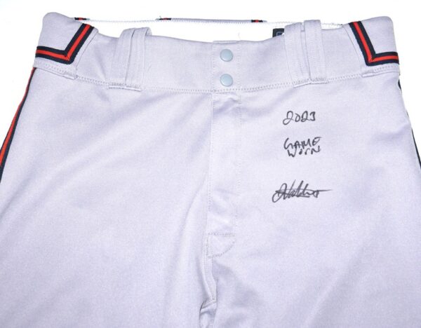 Javier Valdes 2023 Mississippi Braves Game Worn & Signed Authentic Nike Pants - Good Wear with Hole in Groin Area!1