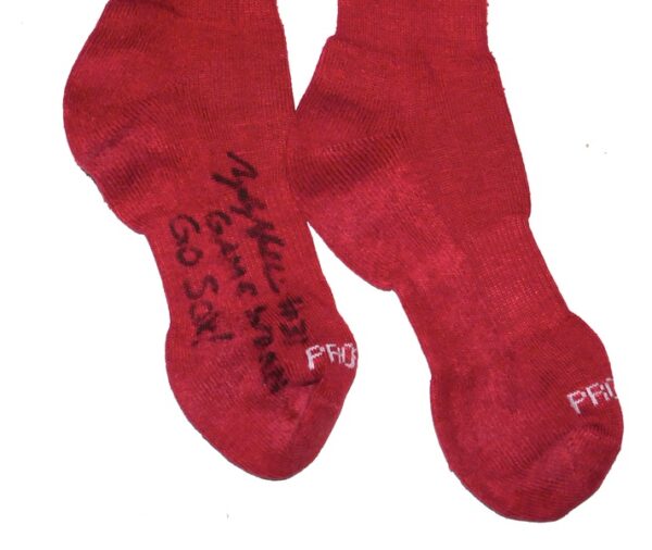 Zach Muckenhirn Birmingham Barons Game Worn & Signed Go Sox! Red Socks