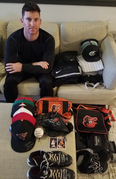 Zach Muckenhirn with Charlotte Knights Game Worn & Signed Go Sox! Black Champion Leggings