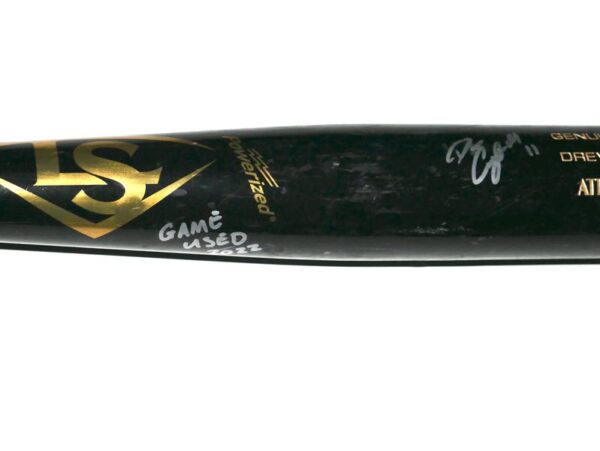 Drew Campbell 2022 Rome Braves Game Used & Signed Louisville Slugger S408 Baseball Bat - CRACKED