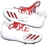 Logan O’Hoppe 2024 Los Angeles Angels #14 Game Worn & Signed White & Red Adidas Three Stripe Life Baseball Cleats
