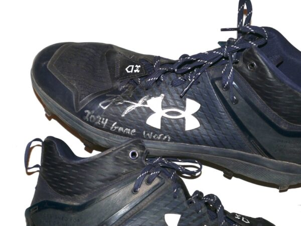 TJ Rumfield 2024 Scranton Wilkes-Barre RailRiders Game Worn & Signed Blue & White Under Armour Baseball Cleats