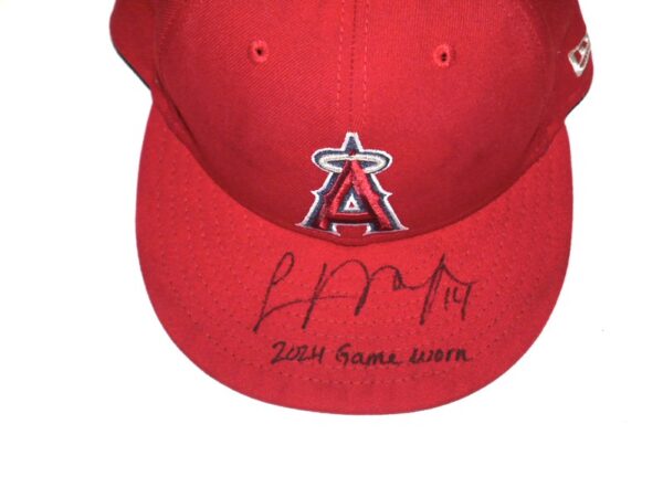 Logan O’Hoppe 2024 Game Worn & Signed Official Los Angeles Angels “14 O’HOPPE” New Era 59FIFTY Hat