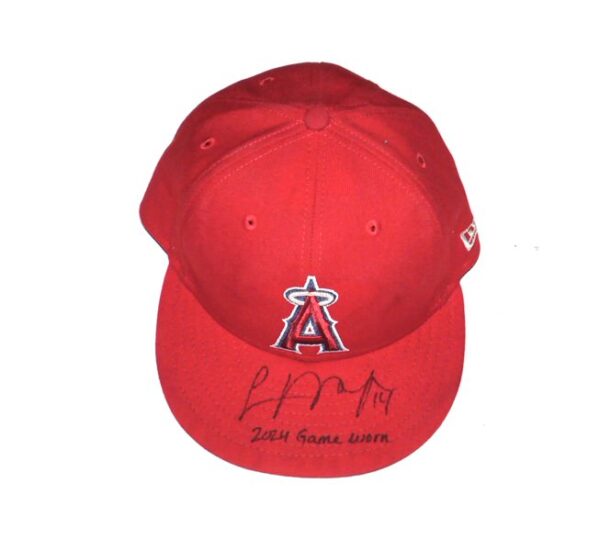 Logan O’Hoppe 2024 Game Worn & Signed Official Los Angeles Angels “14 O’HOPPE” New Era 59FIFTY Hat