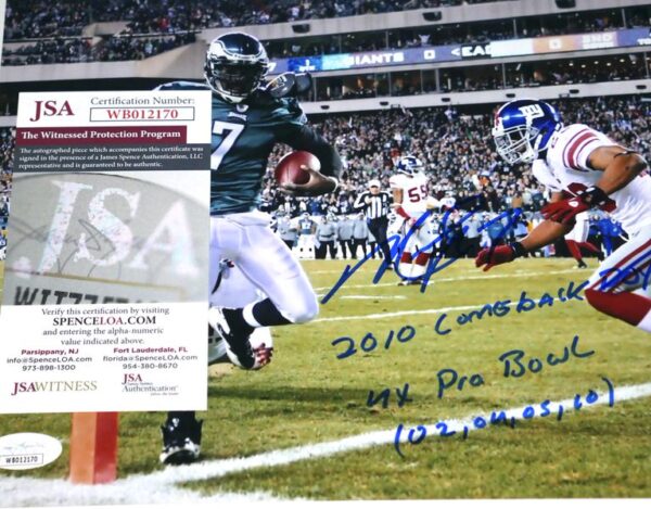Michael Vick Autographed Signed Philadelphia Eagles TD Run 8 x 10 with Several Inscriptions! - JSA Witnessed