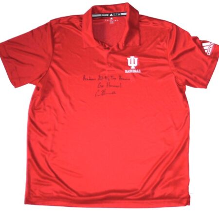 Cade Bunnell Team Issued & Signed Go Hoosiers! Official Indiana Hoosiers Baseball Adidas Climalite Polo XL Shirt