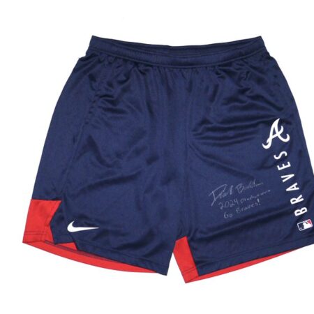 Drake Baldwin 2024 Practice Worn & Signed Official Atlanta Braves Nike Dri-Fit XL Shorts - Atlanta Braves 2025 #1 Prospect!