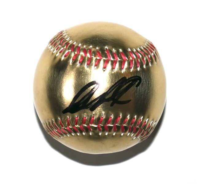 Jazz Chisholm New York Yankees Autographed Signed Gold Baseball - Beckett Witnessed